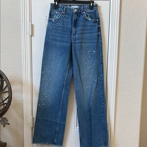 Zara Blue Distressed Speckled  Jeans